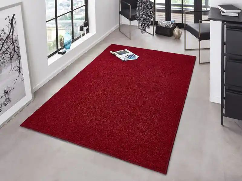 Laagpolig Velours Vloerkleed - Designer Pure - Rood - 200x300 cm In De Mode