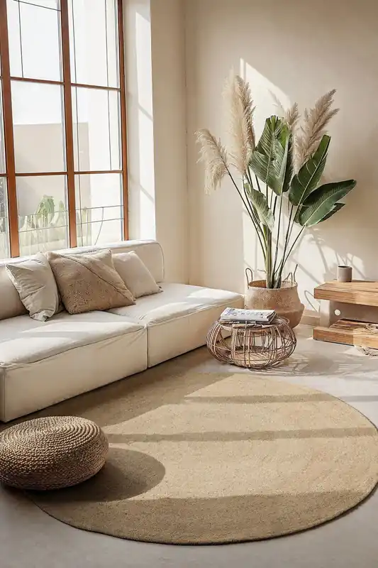 Korting Rond Jute vloerkleed - Braided Rangpur - Ivoor / Creme - 200cm rond Ø
