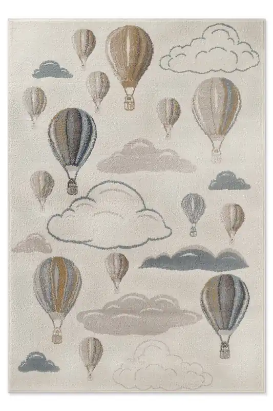 Gratis Retour Kindervloerkleed Adventures - Luchtballon - Creme / Multi - 120x170 cm
