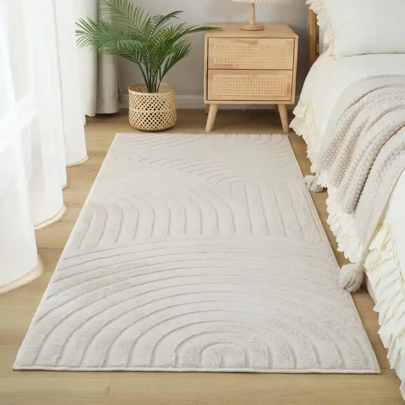 Lage Prijs Japandi vloerkleed - Mystic Grooves Beige - 80 x 150 cm