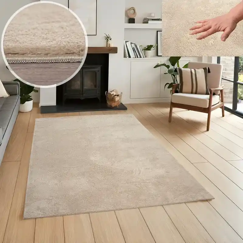 Wasbaar vloerkleed - Malaga Beige - 140 X 200 CM Wereldwijde Verzending