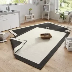 Plaats Bestelling Binnen & Buiten Omkeerbaar vloerkleed - Panama Zwart/Crème - 200 X 290 CM