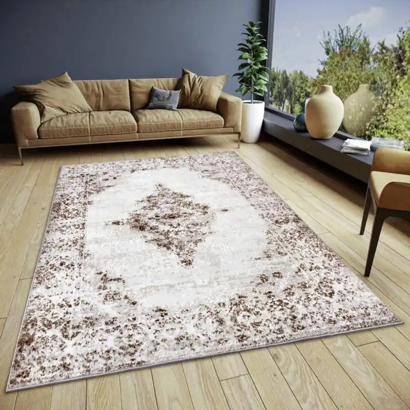 Direct Beschikbaar Vintage vloerkleed - Shine Crème / Bruin - 120 X 170 CM