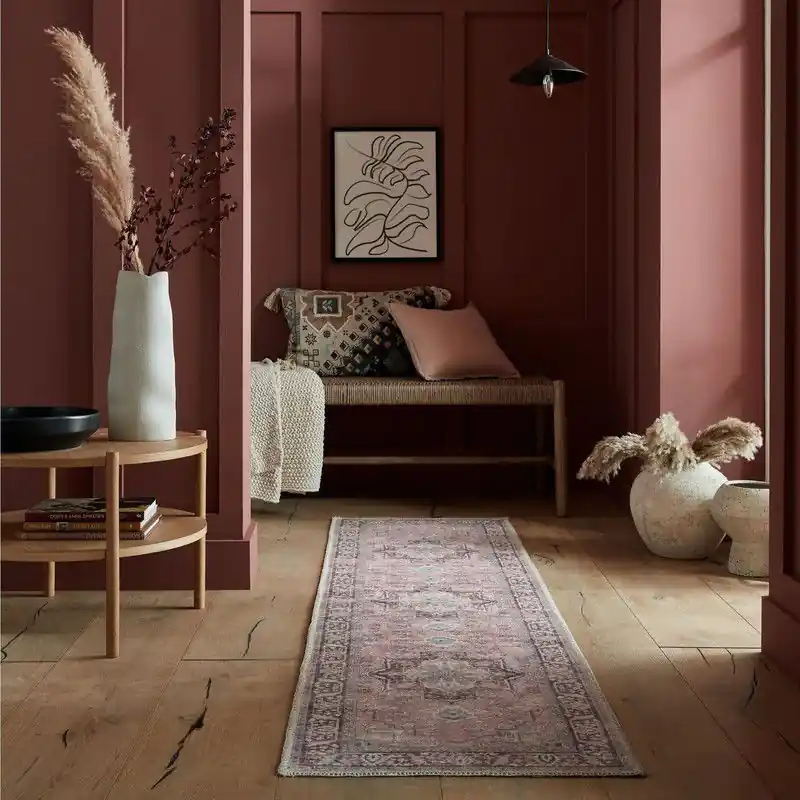 Vintage Loper - Windsor Traditioneel Roze - 60 X 230 CM Op = Op
