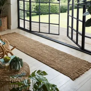 Lage Prijs Loper - Jute Boucle Modern Laagpolig - 100% Jute - Effen - Naturel / Beige 60X230 Cm - 60 X 230 CM
