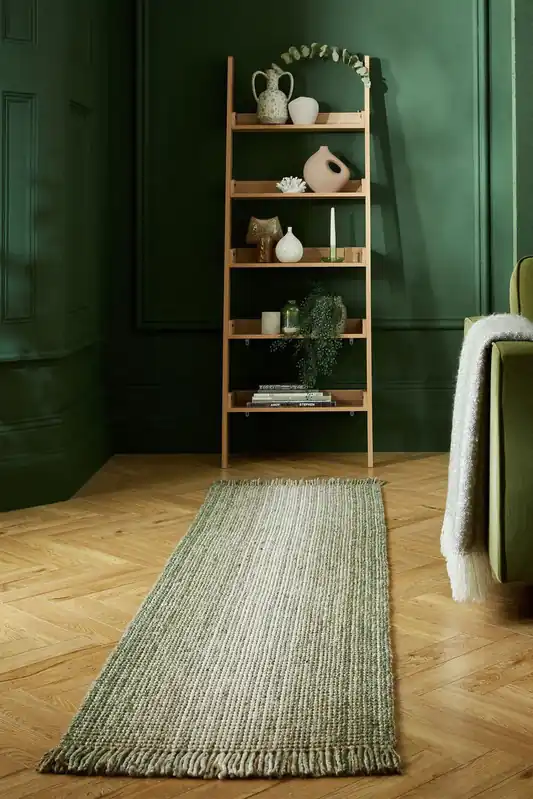 Must-Have Loper - Jute Ombre Modern Laagpolig - Wol Mix - Handgeweven - Groen 60X230 Cm - 60 X 230 CM