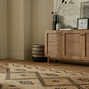 Rowen Patterned vloerkleed - Laagpolig - Jute Modern - Naturel / Beige / Zwart - 120 X 170 CM Populair