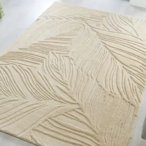 Betrouwbaar Modern Wollen vloerkleed - Lino Leaf Naturel / Crème - 160 X 230 CM