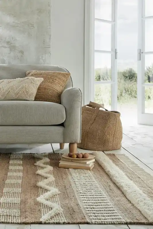 Medina vloerkleed - Jute - Laagpolig Modern - Naturel / Crème - 160 X 230 CM Goedkoop