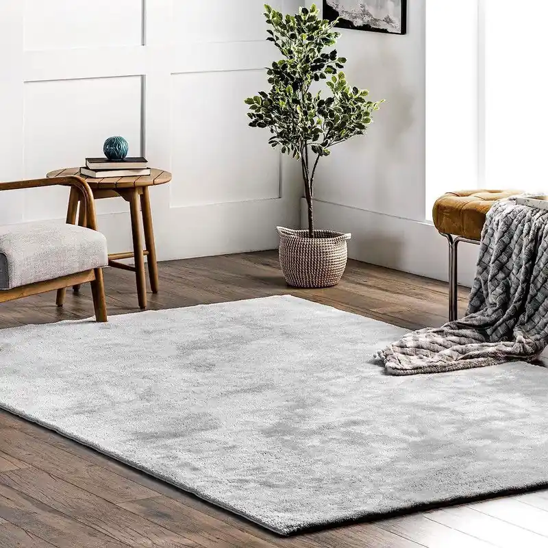 Direct Verzonden Wasbaar vloerkleed - Solid Zilver/Lichtgrijs - 200 X 290 CM