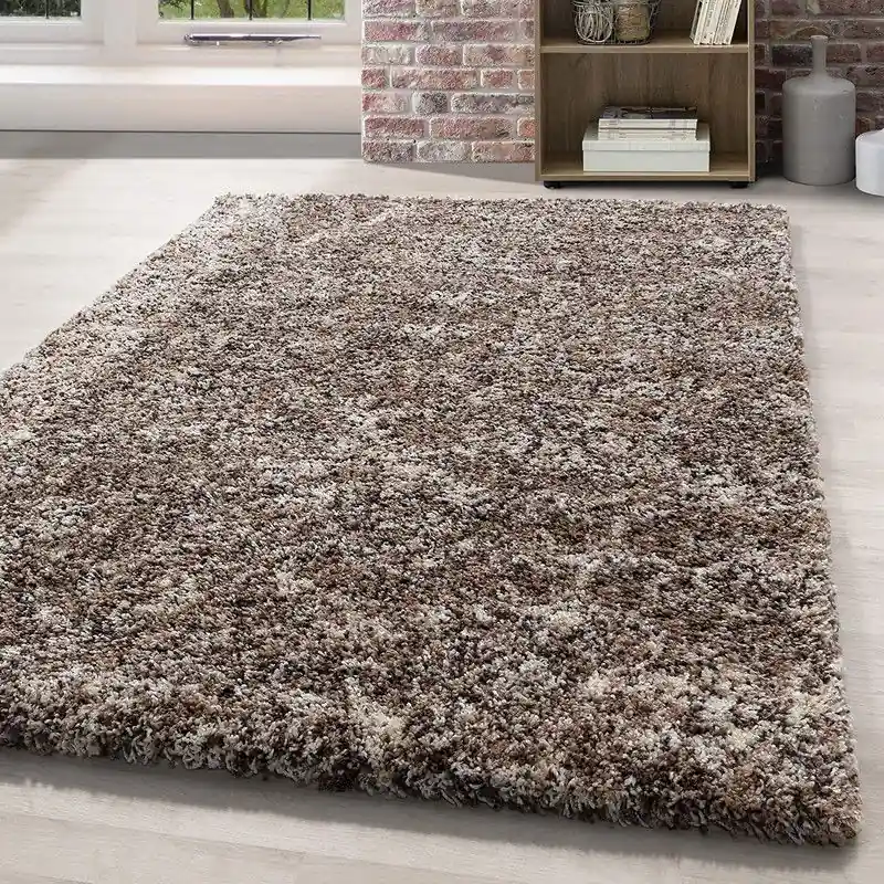 Beperkt Aanbod Hoogpolig vloerkleed - Lorium gemeleerd beige/mocca/crème - 240 X 340 CM