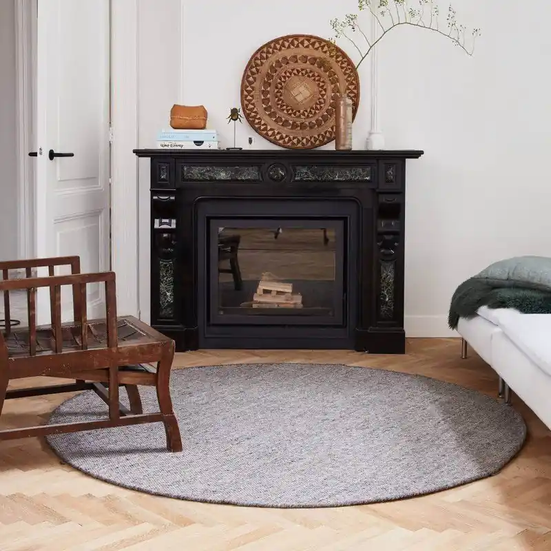Rond vloerkleed wollen Antraciet - Cobble Stone Zwart; Antraciet - Rond 180 Ø - (L) Beperkte Voorraad
