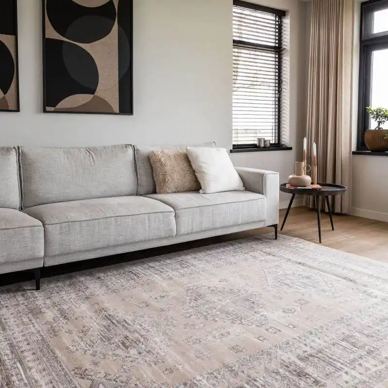 Plaats Bestelling Vintage vloerkleed Aila Zand/Beige - Polypropyleen