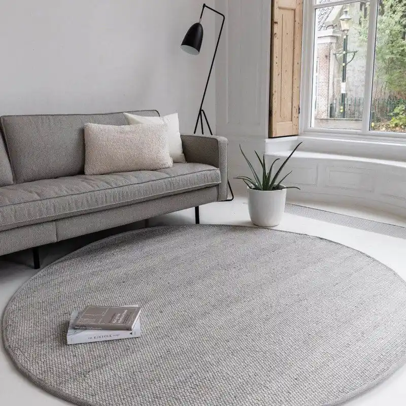 Alleen Vandaag Rond Wollen Vloerkleed Lichtgrijs Vik - Rond 240 Ø - (XXL)