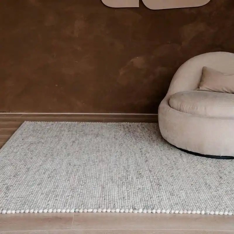 Actieprijs Wollen Vloerkleed Beige/Wit Gemeleerd Vik Beige; Wit