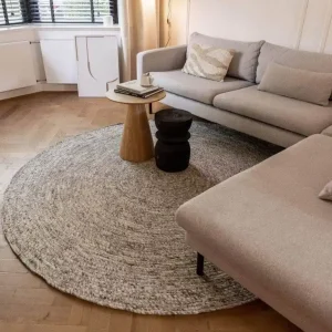 Beperkte Voorraad Rond wollen vloerkleed Gapo grijs gemeleerd op=op Grijs/Antraciet; Grijs - Rond 220 Ø - (XL)