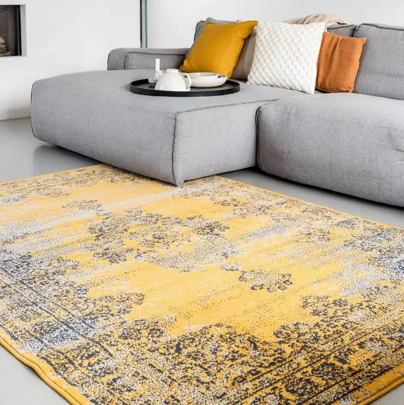 Korting Vintage Vloerkleed Bloom - Okergeel - EVA Interior - Polypropyleen - 235 x 320 cm (XL)
