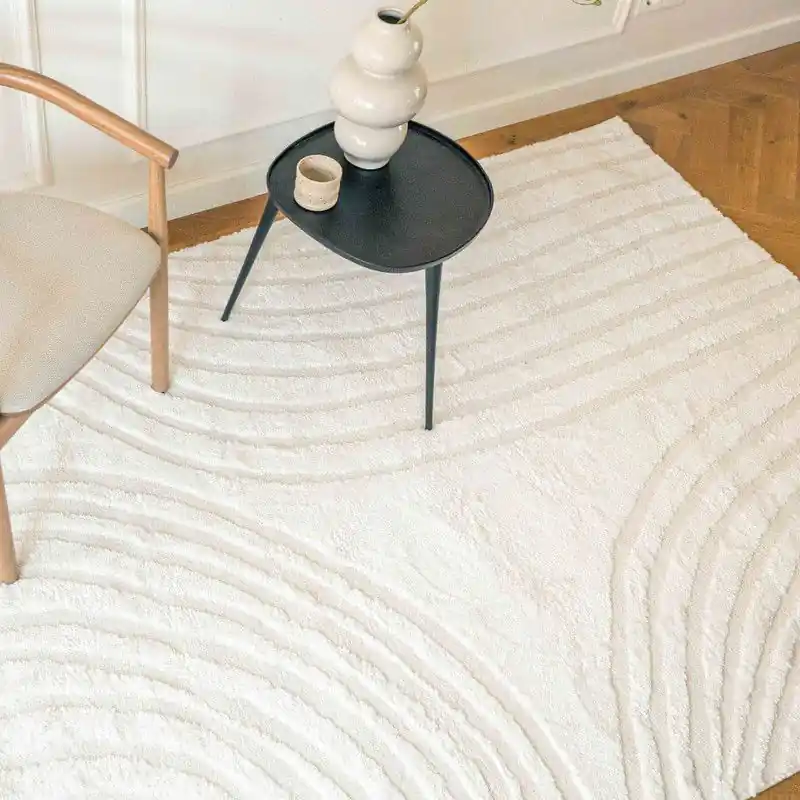 Professioneel Scandinavisch vloerkleed Vidar creme/wit Wit; Creme - Polyester - 200 x 280 cm - (L)