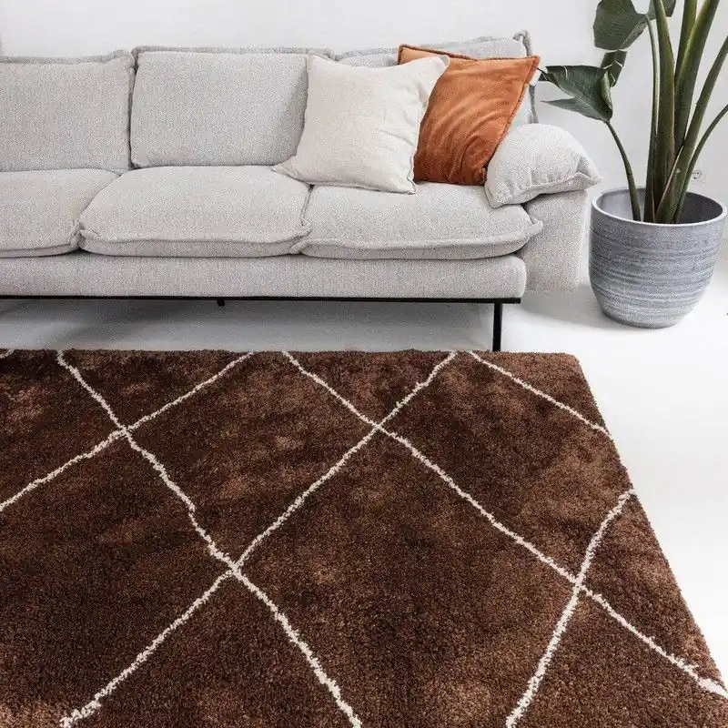 Authentiek berber vloerkleed hoogpolig roest/cream - scandinavisch - nea Roest; Oranje - Polypropyleen - 200 x 290 cm - (L)