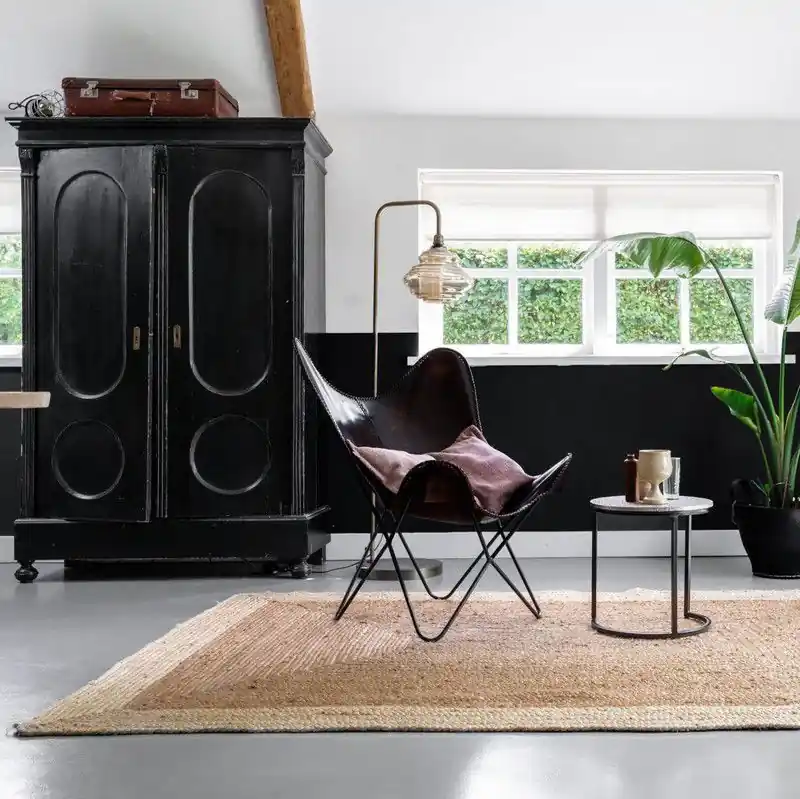 Jute Vloerkleed Rechthoek Naturel/Wit Beige Lage Kosten