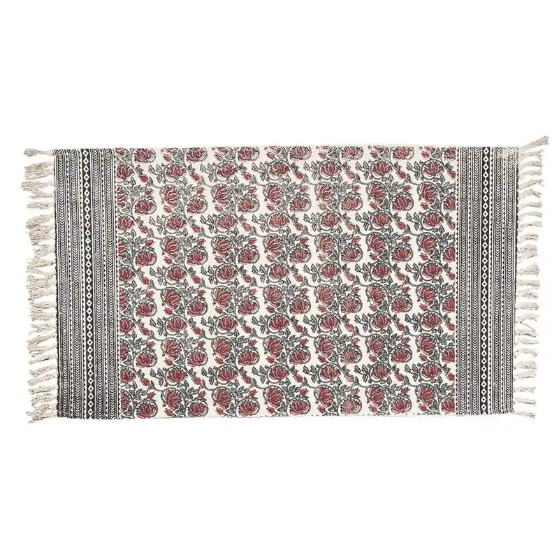 Betaalbaar Clayre & Eef Vloerkleed 140x200 cm Rood Wit Katoen