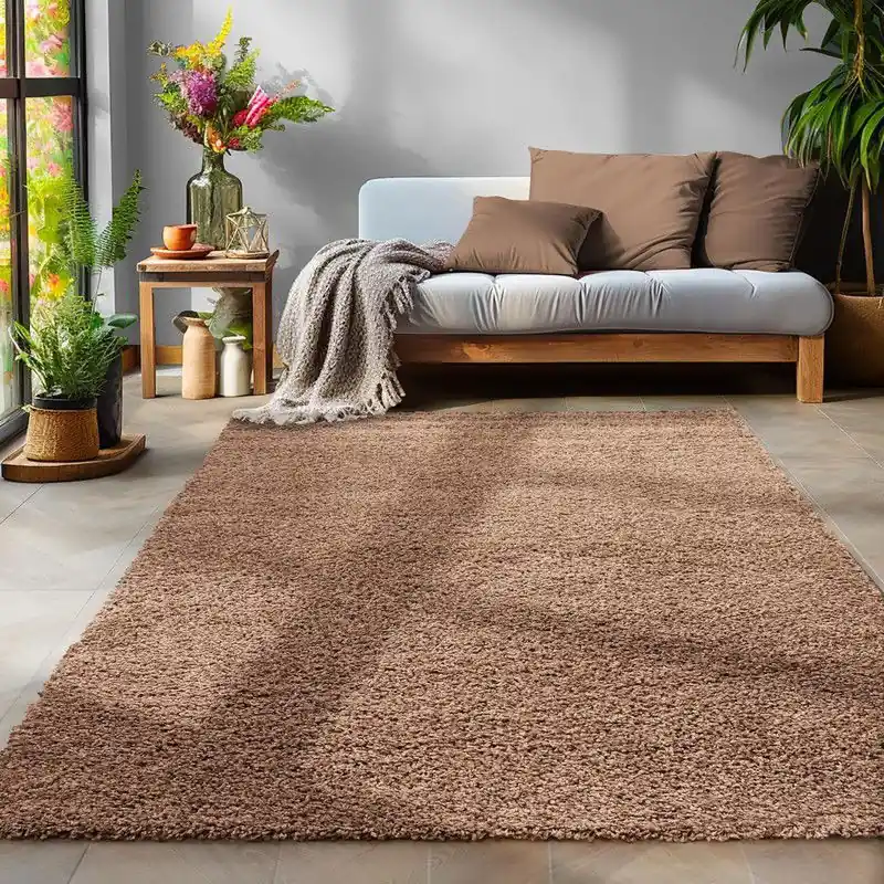 Aanbieding Tapijtenloods Basic Shaggy vloerkleed Caramel Hoogpolig- 120x170 CM