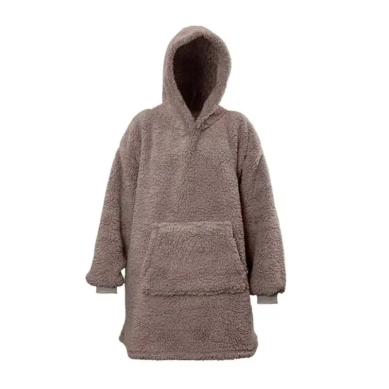 Unique living hoodie teddy taupe Speciale Aanbieding