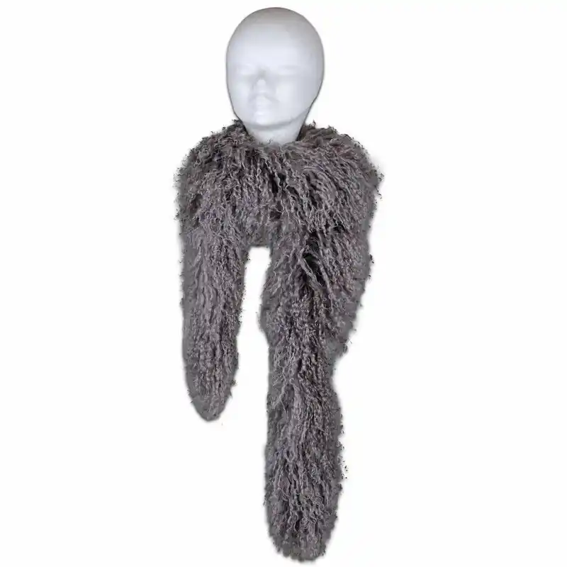 Tibetaanse Schapenvacht Sjaal Taupe - 180cm Nieuw Model