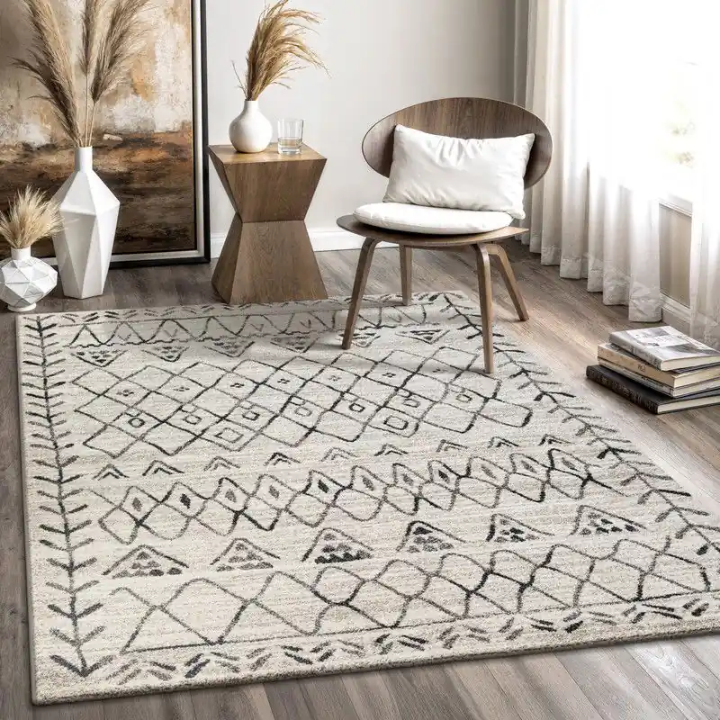 Wereldwijde Verzending Boho Vintage | Laagpolig Vloerkleed | Modern Tapijt | Woonkamer, Slaapkamer | Creme- 120x170 CM
