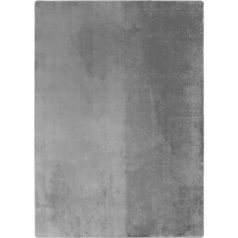 Aanbieding JOY Effen Soft Vloerkleed – 100% Polyester – Anti-Slip - Zilver- 140x200 CM