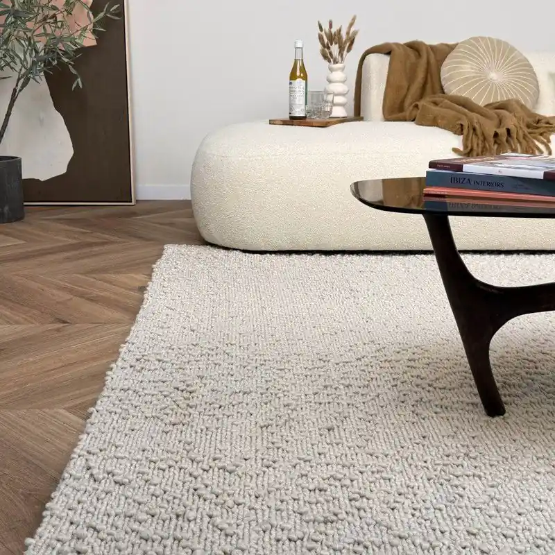 Wollen vloerkleed Nuta ivoor/wit - Interieur05 Wit; Creme - 240 x 340 cm - (XL) Gratis Retour
