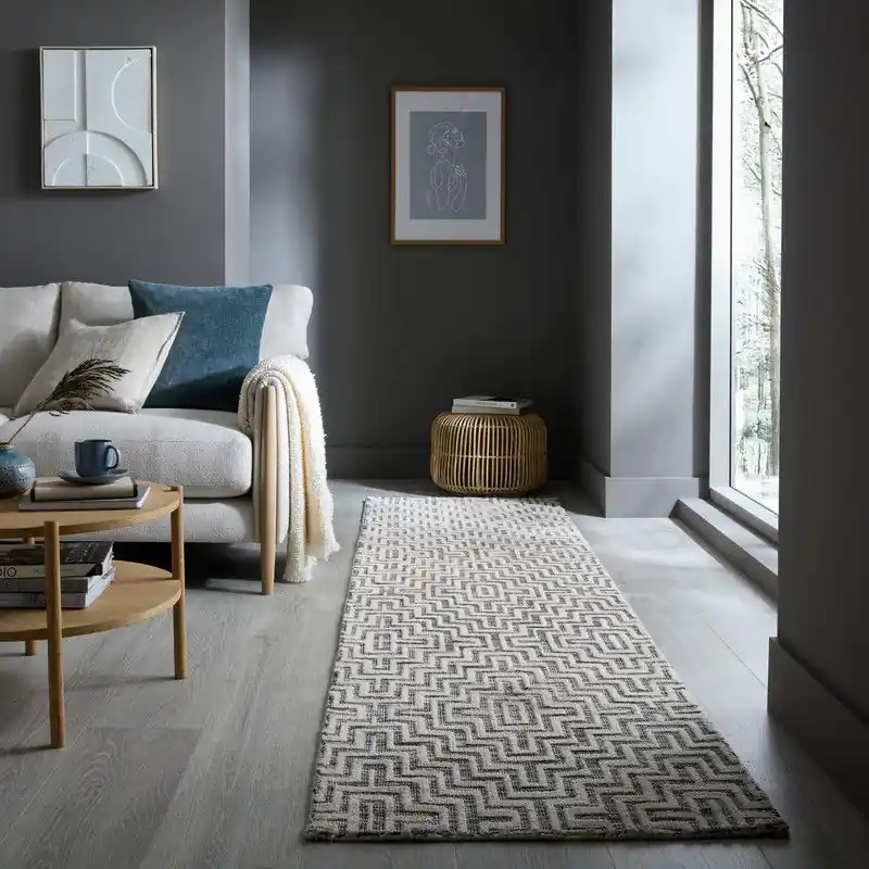 Laagpolig Loper - Rhett Circular Knit - Grijs 80x300cm - 80x300 cm Gecertificeerd