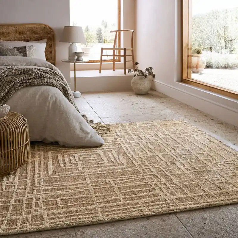 Beperkt Aanbod Laagpolig Vloerkleeed - Elliot Circular Knit - Beige - 200x300 cm