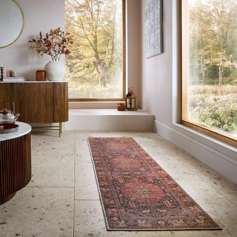 Bulkbestelling Laagpolig Wasbaar Loper - Nico Global - Rood 60x230cm - 60x230 cm