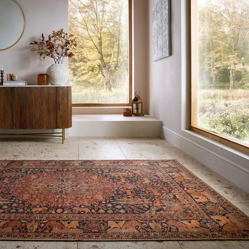 Laagpolig Wasbaar Vloerkleed - Nico Global - Rood - 115x170 cm Beperkt Aanbod