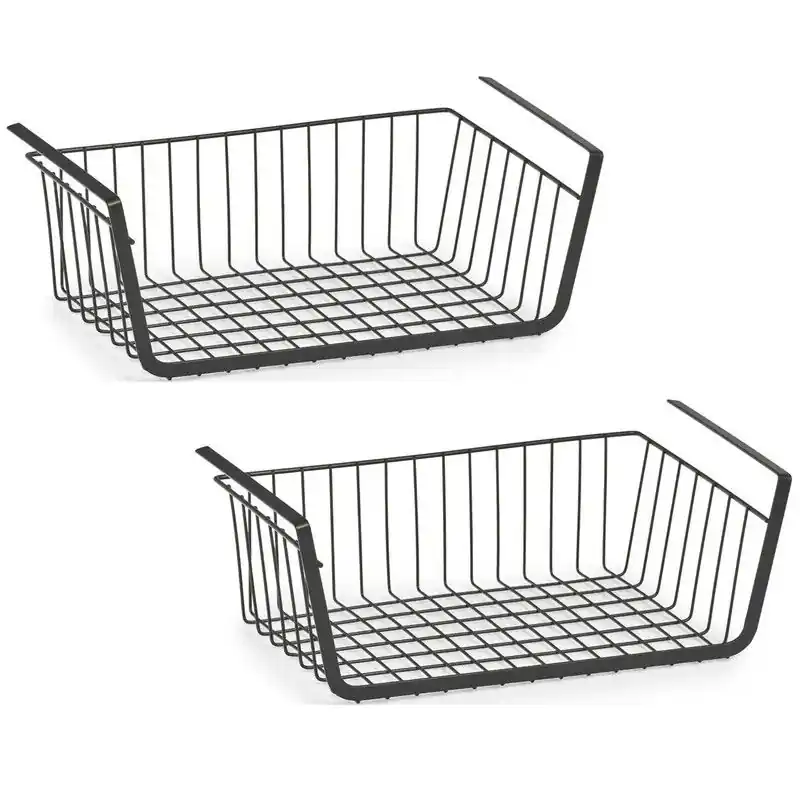 Betaalbaar Zeller Opberg/opruim hangmandje - 2x - 41x26x15 cm - Kastmand - zwart - Opbergmanden