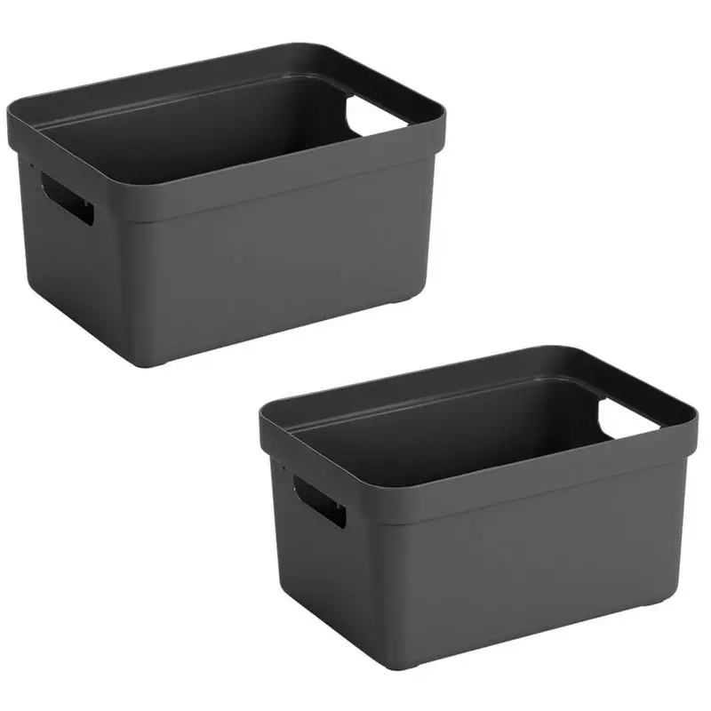 Sunware Opbergbox Sigma - 6x stuks - kunststof - antraciet - 13 liter - Opbergbox Korting