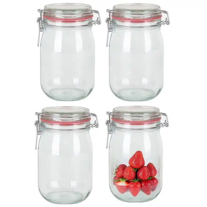 Voordeelprijs Weckpot/inmaakpot - 15x - glas - 1000ml - beugelsluiting - transparant - Weckpotten