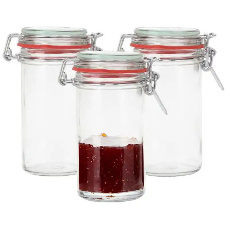 Weckpot/inmaakpot - 3x - glas - 250 ml - beugelsluiting - transparant - Weckpotten Uitverkoop