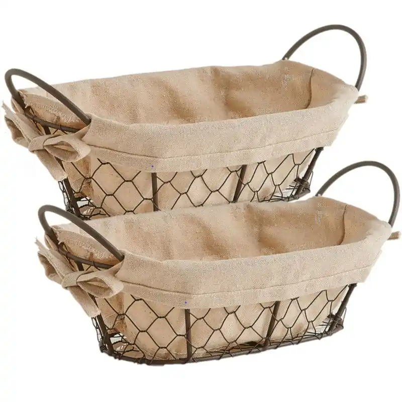 Laatste Versie Zeller Broodmandje - 2x - metaaldraad - vintage look - 26 x 17 cm - Tafel dekken - broodmand