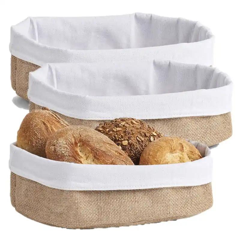 Zeller Broodmandje - 3x - jute - 26 x 18 cm - brood serveer mandjes - broodmand Gratis Verzending