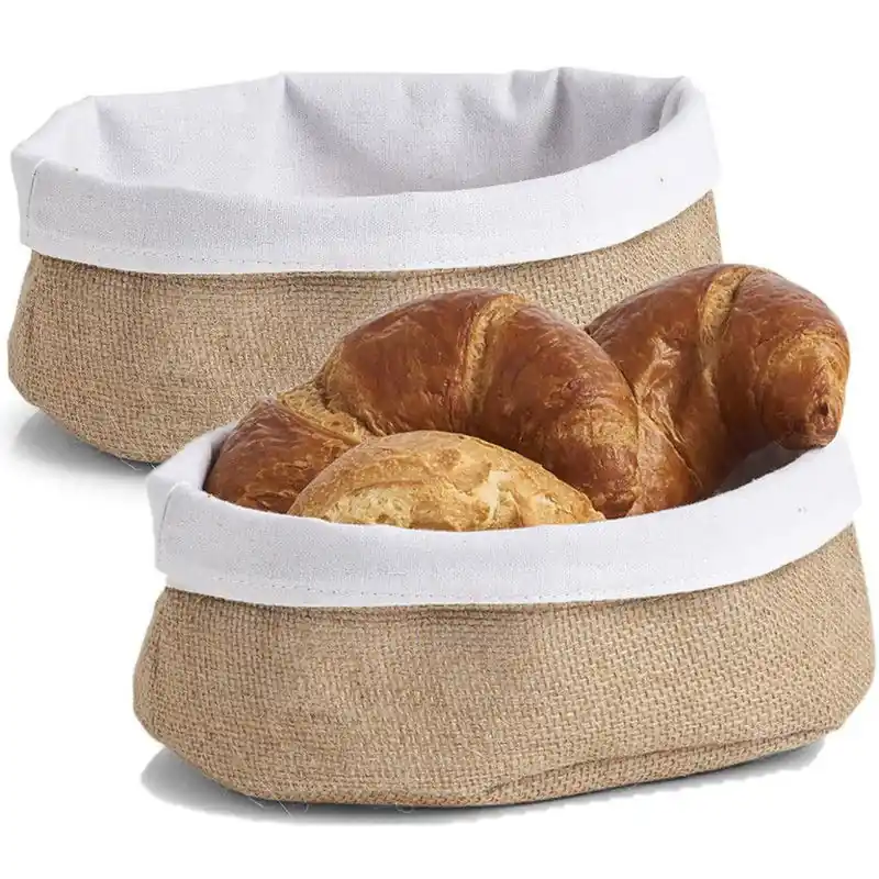 Zeller Broodmandje - 2x - jute - 22 x 15 cm - serveermandje - broodmand Speciale Aanbieding