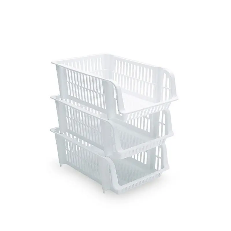 Bestseller Plasticforte Stapelbare opbergmand - 4x - wit - 20L - kunststof - Opbergmanden
