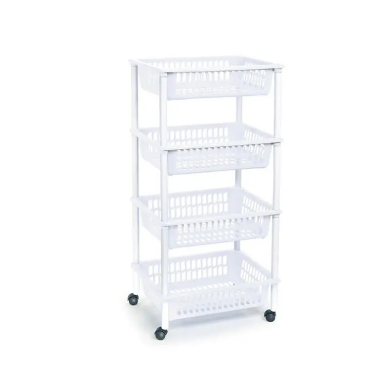 Tijdelijk Beschikbaar Plasticforte Keukentrolley op wieltjes - 2x - 4-laags - wit - 85 cm - Opbergmanden