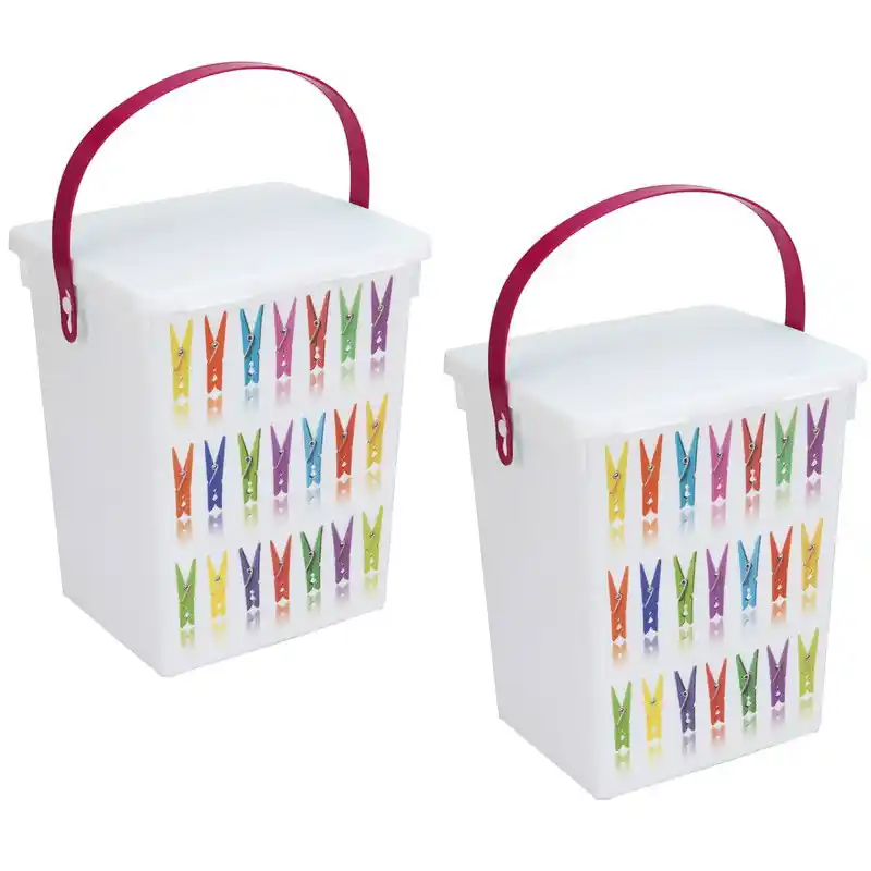 2x Wasmiddelboxen roze hengsel 5 liter 23 x 18 cm - Opbergbox Garantie Inbegrepen