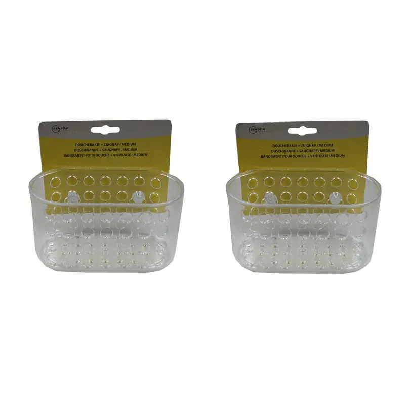 Geld-Terug-Garantie Benson Doucherekje - 2x - met zuignappen - transparant - 15,5 x 8 cm - Opbergbox