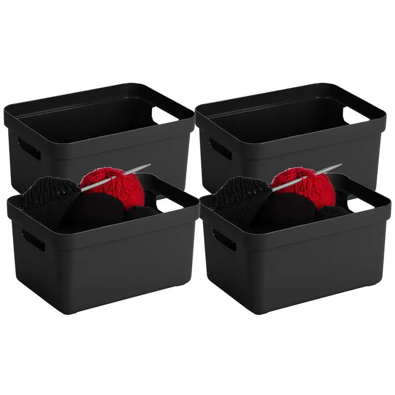 Sunware Opbergbox Sigma - 6x stuks - kunststof - zwart - 5 liter - Opbergbox Actieprijs