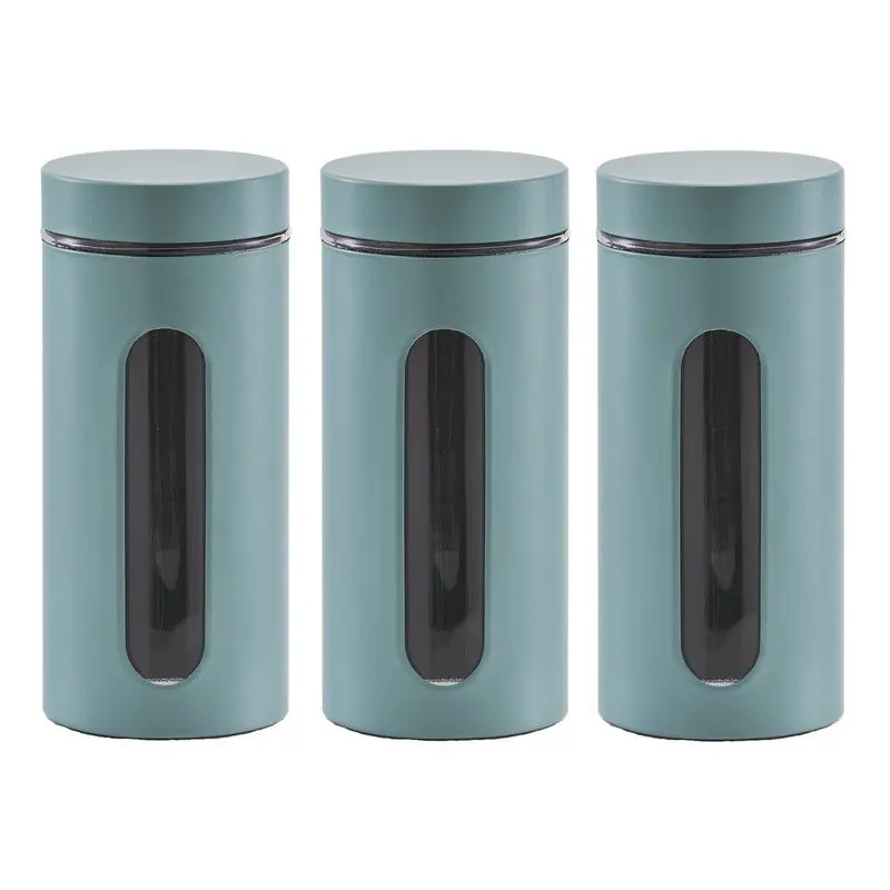 Zeller keuken Voorraadpot - 5x - eucalyptus groen - 1200 ml - D9.5 x 22cm - Voorraadblikken Uitverkoop