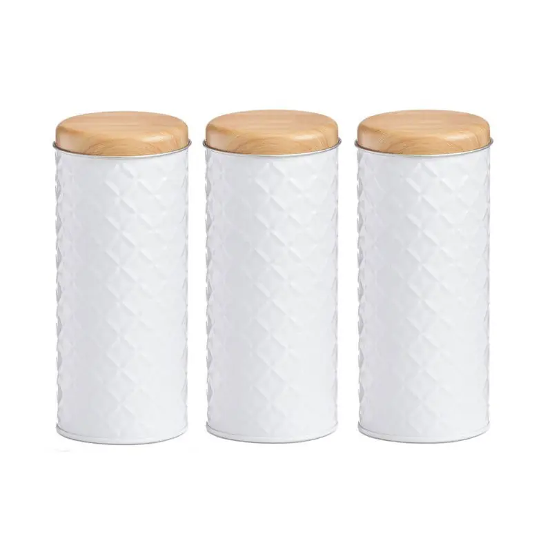 Zeller voorraad/bewaar blik voor koffiepads - 5x - wit - 18 x 7,5 cm - Voorraadblikken Professioneel