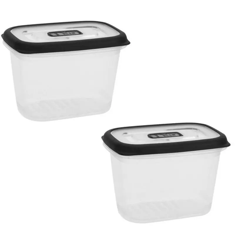 Finale Uitverkoop 4x Vershoudbakjes tpe rand zwart 1000ml - Vershoudbakjes